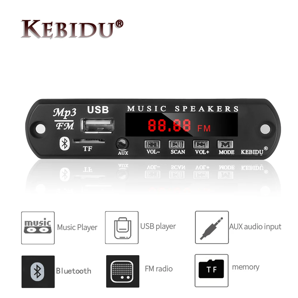 Kebidu WMA MP3 декодер плата аудио модуль USB TF Радио беспроводной Bluetooth 5 в 12 В Mp3 плеер