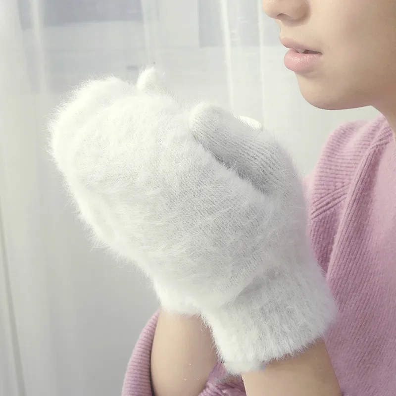 

Симпатичные перчатки из кроличьей шерсти, женские зимние варежки, меховые перчатки от производителя, перчатки без пальцев, зимние перчатки,...