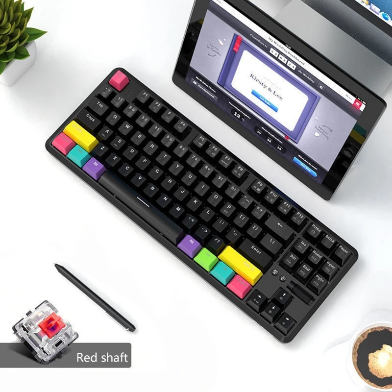 

27RA 87 Keys Bluetooth Wired/Wireless Mechanical Keyboard for Ajazz K870T with RGB Backlit Type C Cable 2000mAh Battery NKRO for