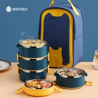 worthbuy portable lunch box for kids school thermal food container leak proof stainless steel bento lunch box kitchen food box