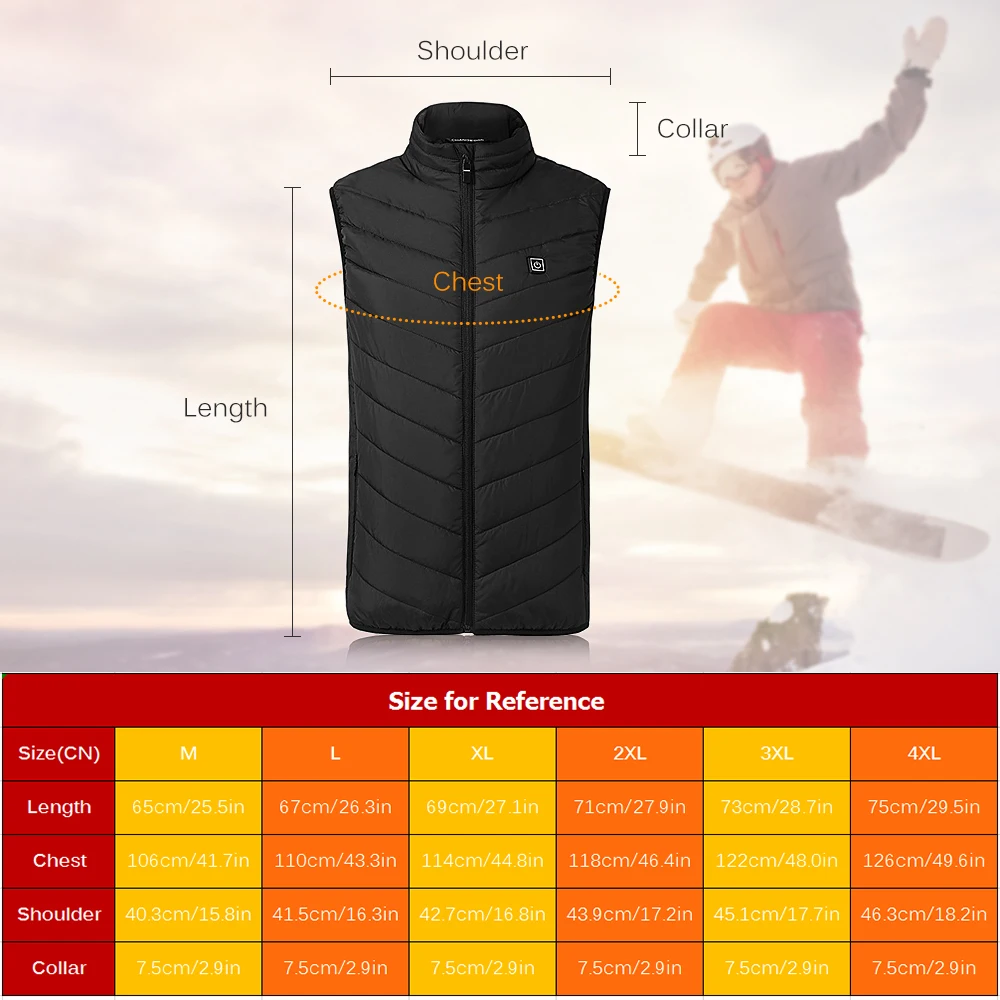 

Electric Heating Vest USB Charging Heated Coat Lightweight Winter Warm Waistcoat Commuting Walking Camping Fishing Thermal Vest