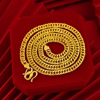 2021 mens luxury gold flat chain necklace bracelet trend set vietnam shajin whip chain leisure jewelry engagement banquet gift