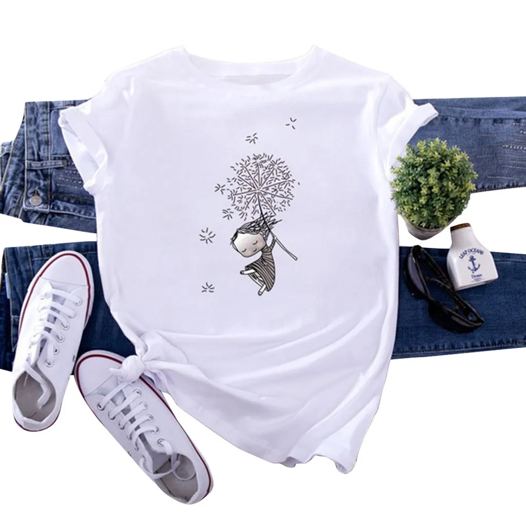 

Harajuku Woman Tshirts Fashion Short Sleeve Shirt Casual T-shirt Girl Print Tee Shirt Plus Size Vintage