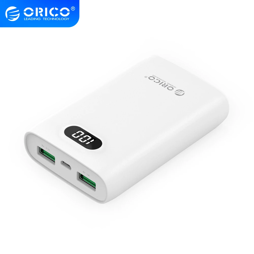 Портативный внешний аккумулятор ORICO 10000 мАч с двойным выходом ЖК дисплеем зарядка