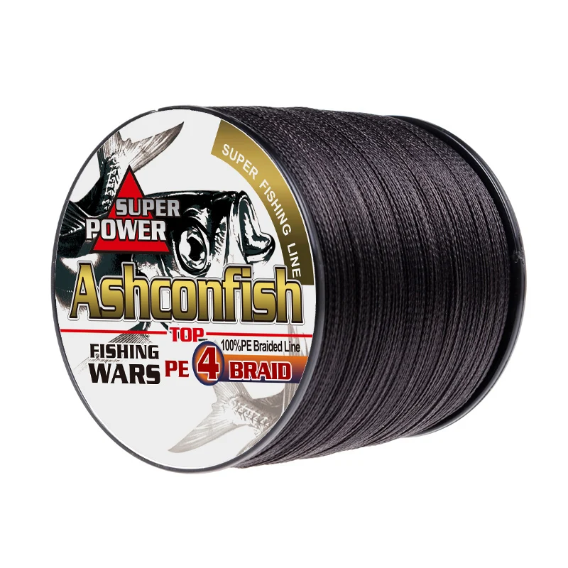 Супер прочная плетеная леска 1000 м 100% полиэтиленовое волокно черные 4 нити 6 100LB