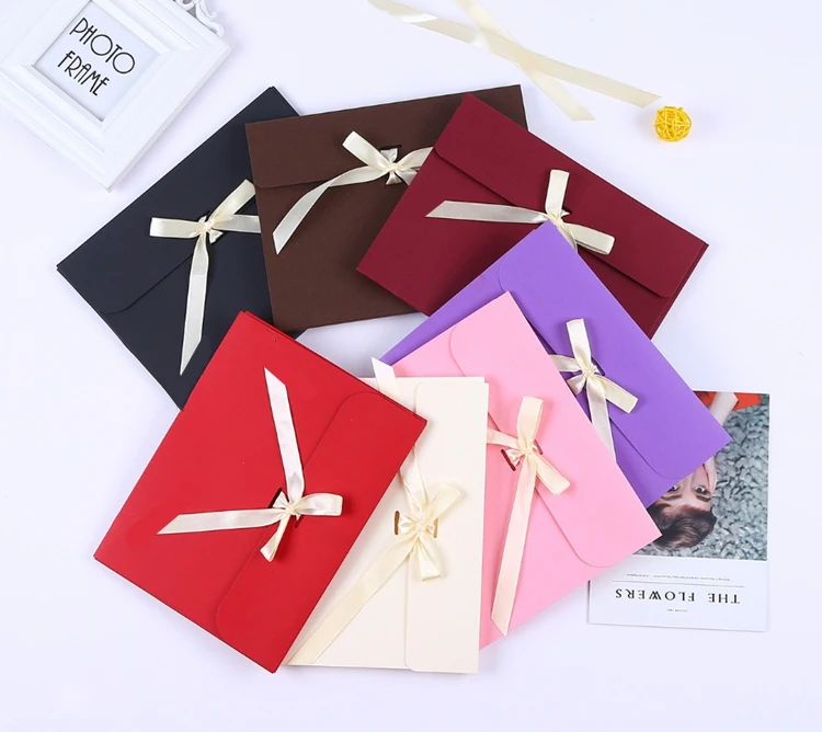 Подарочная коробка 10 шт./лот с лентой карман для письма носовой платок шелковый