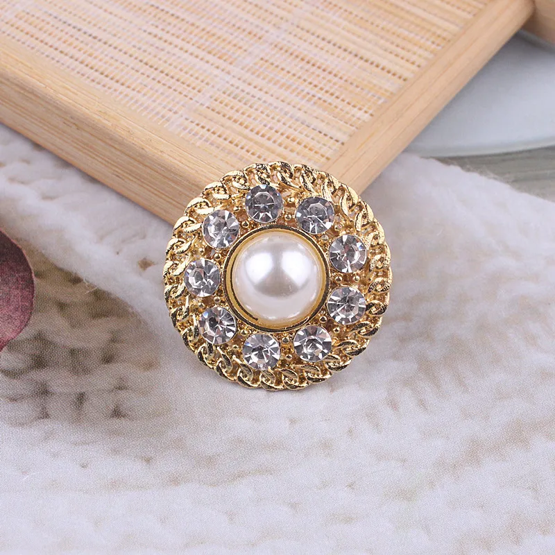 

5pcs/lot Alloy Creative Rhinestone Gold Pearls Pendant Button Ornaments Jewelry Earrings Choker Hair bag DIY Jewelry Accessories