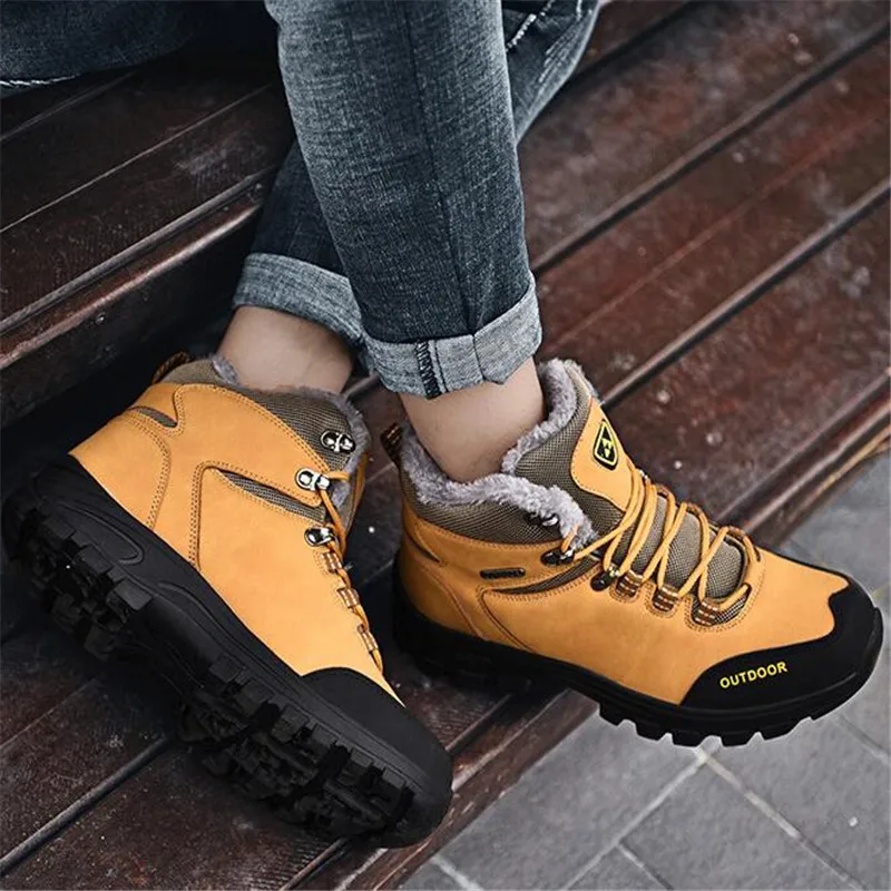 Мужские ботинки из натуральной кожи зимние на меху Мужская теплая Рабочая