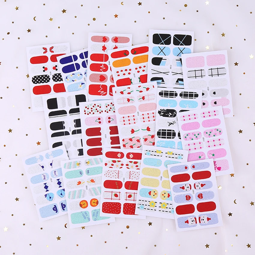 1 Sheet Self Adhesive Full Cover Glitter Nail Art Sticker Decals False Tips Wraps Decoration Manicure Accessory Lip Mustache | Красота и