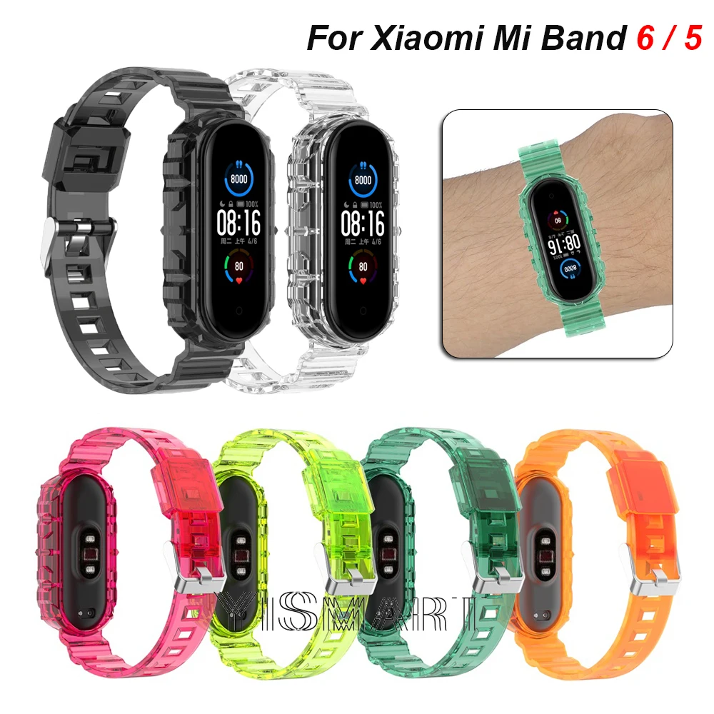 

Transparent Glacier Strap for Xiaomi Mi Band 6 NFC Bracelet Silicone Replacement Strap For MiBand 5 TPU Band