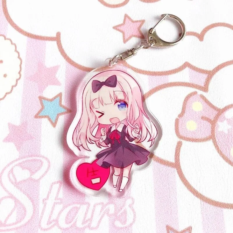 Sweet Anime Kaguya-sama: Love Is War Keychain Fujiwara Chika Shinomiya Kaguya Double Sided Acrylic Charm Key Chain Cute Jewelry | Украшения