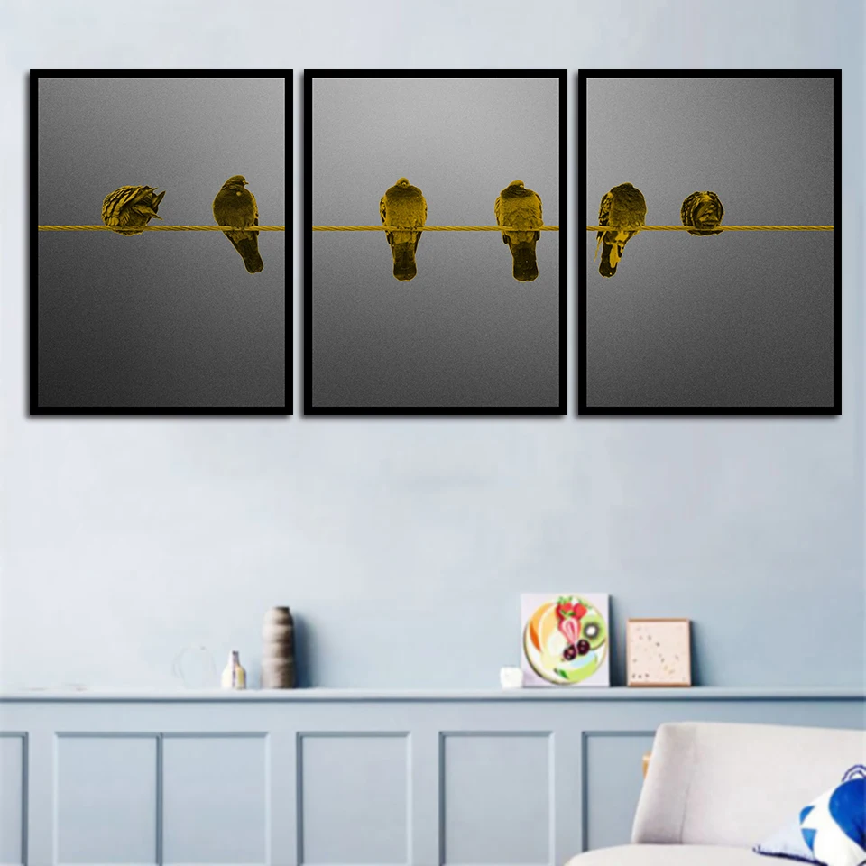 Черно белый минималистичный постер Sparrow Картина на холсте с милыми животными