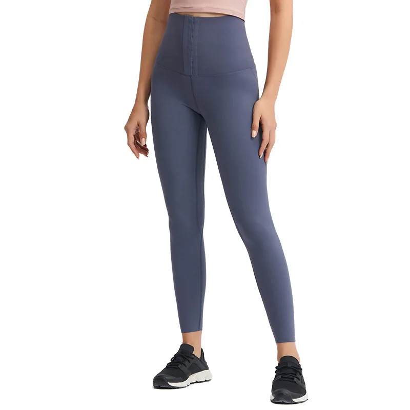 

The new invisible breasted ninth pants women's waist, abdomen, hip lift, slim slimming yoga pants