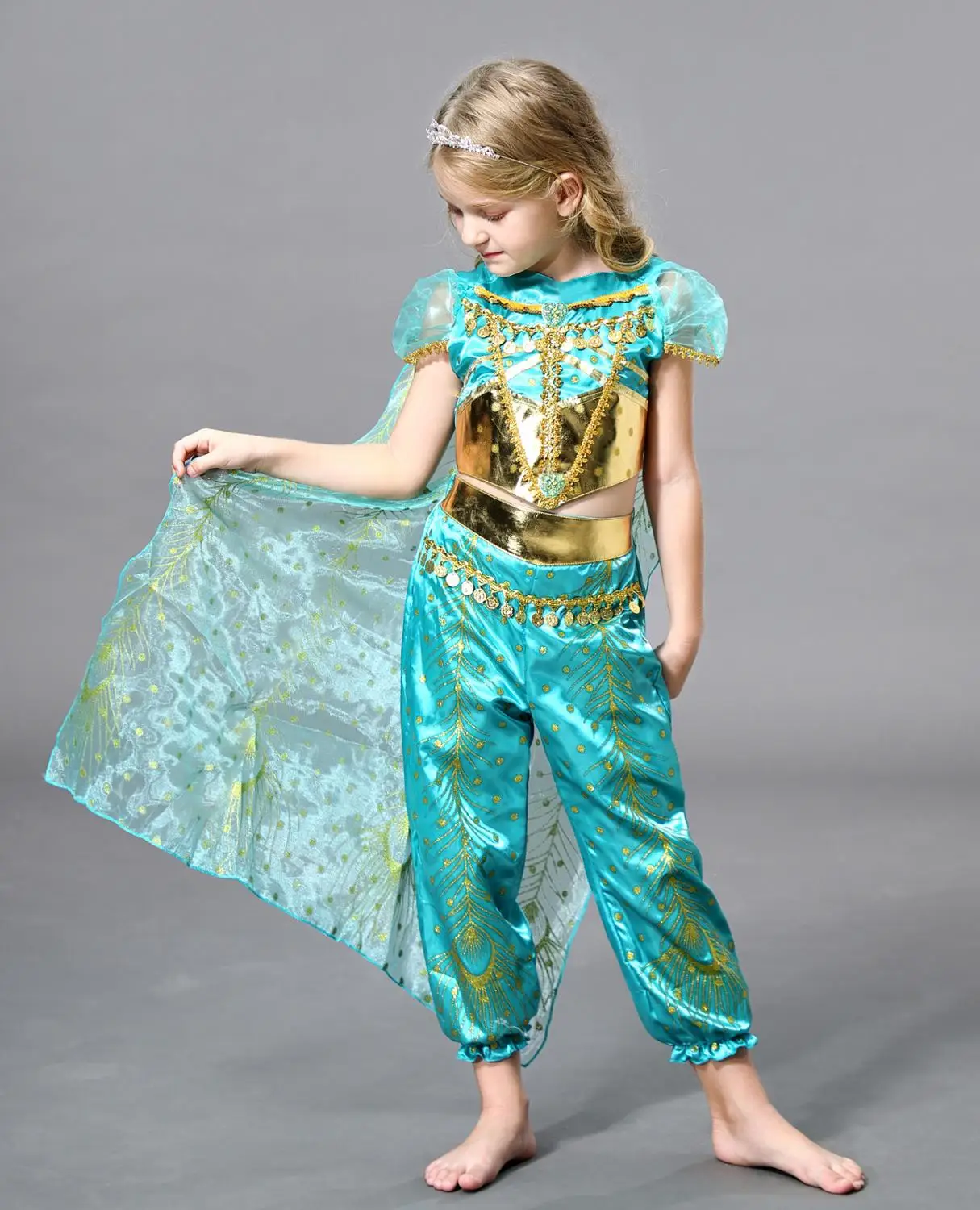 Костюм принцессы Аладдина магии жасмин костюм для косплея летний девочек