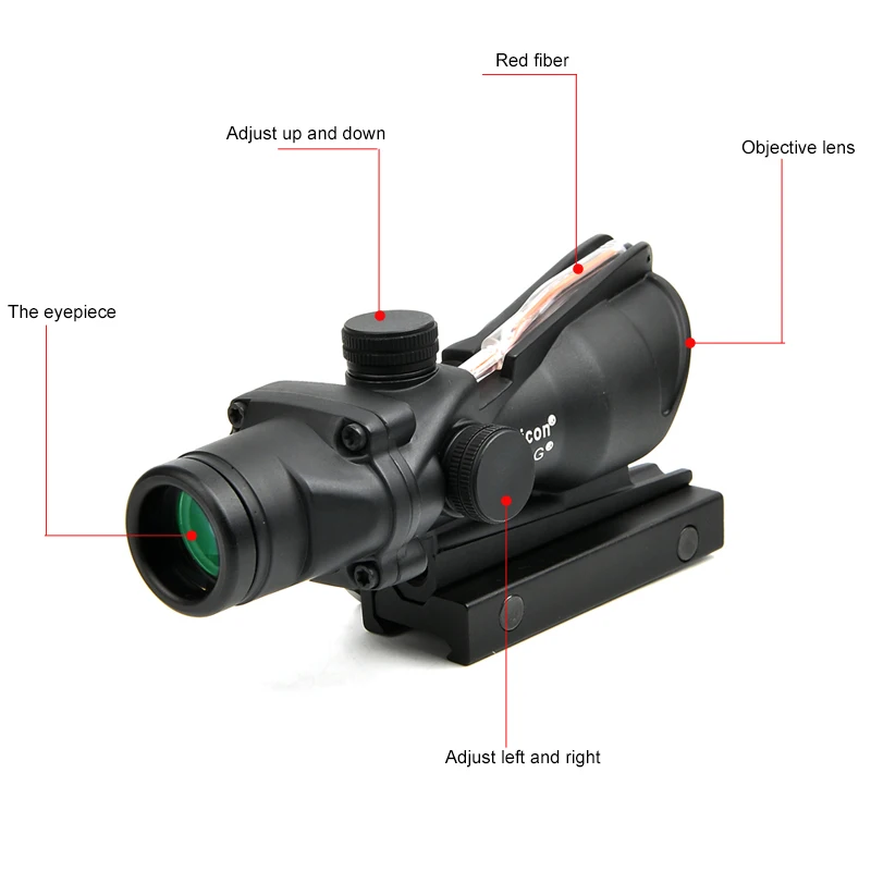 ACOG 4X32 настоящий волоконный оптика красный освещенный точечный элемент шеврон