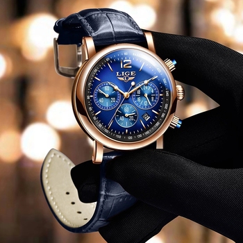 Men Watches 2022 LIGE New Fashion Business Waterproof Quartz Wrist Watch For Men Top Brand Luxury Leather Strap Sport Clock Male-36694