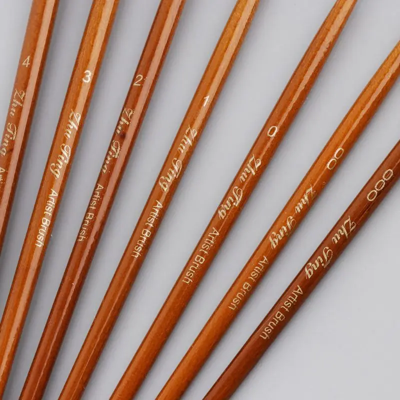 

7pcs/set Professional Detail Paint Brush Fine Pointed Tip Miniature Brushes For Acrylic Watercolor Oil Drawing Kits