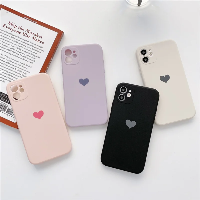 Однотонный чехол карамельного цвета с сердечками для телефона iPhone 12 Mini 11 Pro Max XR Xs X