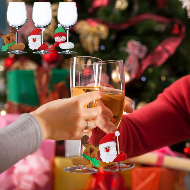 

Рождественское украшение, ярлыки для бокалов вина, ярлыки для идентификации, ярлыки для рождевечерние вечеринки, вывески для бокалов, украш...