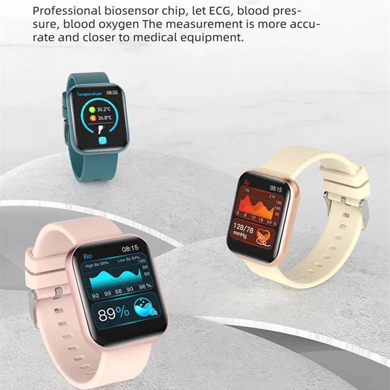 

Thermometer P85 Smart Watch Body Monitor Monitor Wristband Men Women Sport Clock Heart Rate Smartwatch For IOS Android PK IWO13