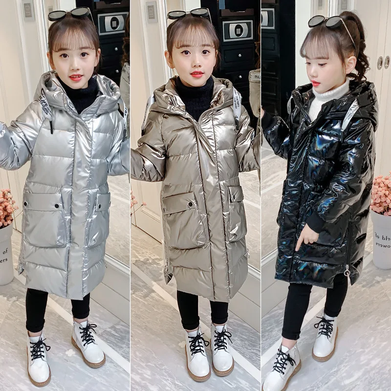 

Girls' cotton-padded 2020 new winter clothing lengthened solid color cotton-padded Western style girl warm mid-length coat