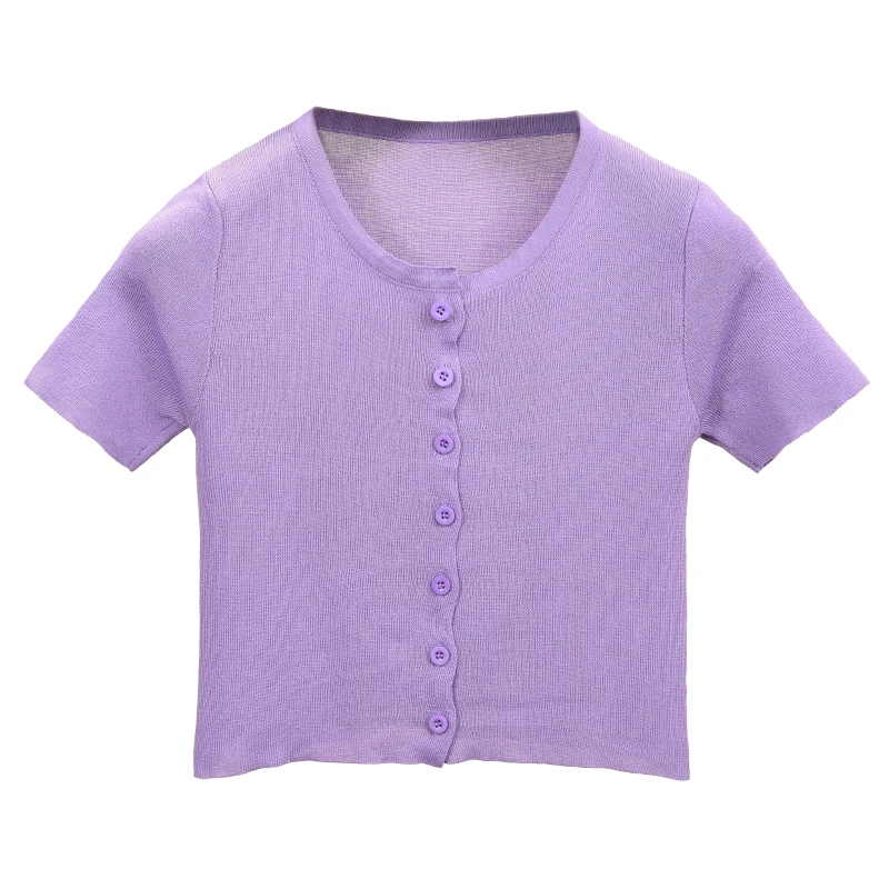 

Sexy Crop Sweater Women Summer Thin Pullover Femme 2020 New Woman Single Breasted Short Cardigan Korean Knitted Short Tops