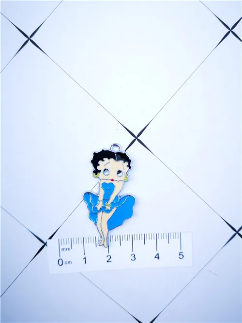 10 шт. мультфильм Бетти боп танцевальное платье цветное ожерелье брелок эмалевые