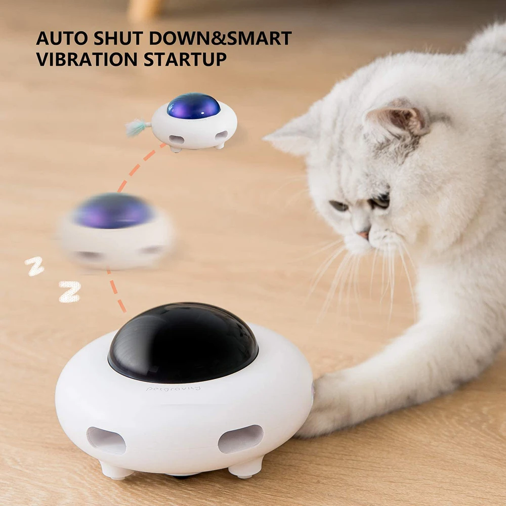 Intelligent UFO Turntable Automatic Swing Toys Puppy Cat Electric Steering Chasing Toy Pet USB Charging Interactive Feather | Дом и сад