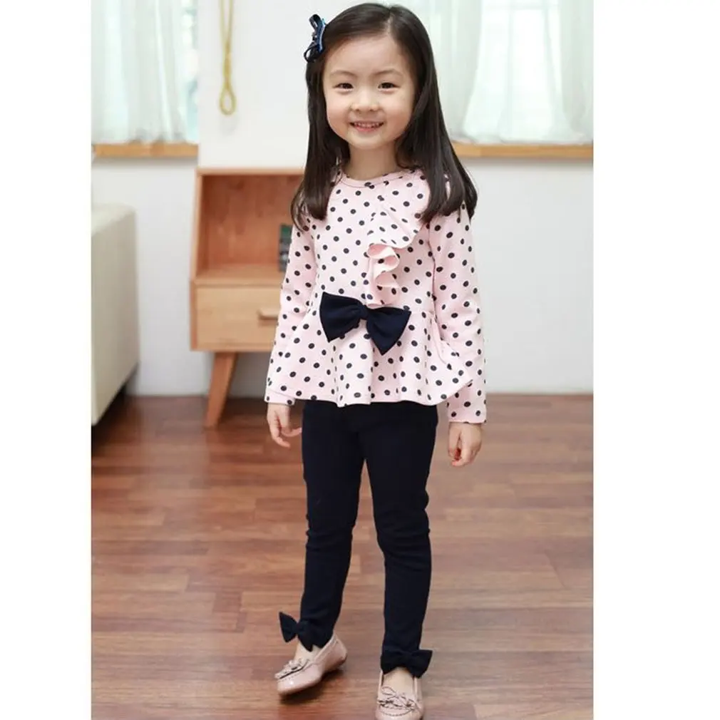 Восхитительный комплект одежды для маленьких девочек топы с длинными рукавами и