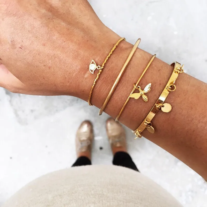 

Creative Temperament 3 Pcs Set Bee Eye Bangle Bracelet for Women