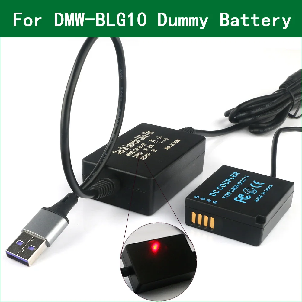 

5V USB To DMW-BLG10 BLE9 Dummy Battery DMW-DCC11 Power Bank USB Cable For Panasonic DMC-TZ101 DMC-TZ80 DMC-TZ81 DMC-TZ85 DC-ZS70