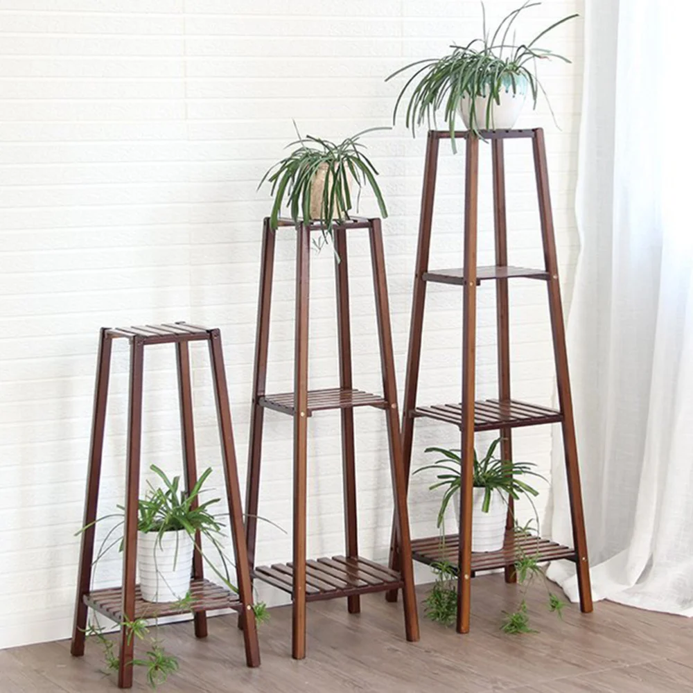 

1pc Modern Living Room Storage Shelf Indoor Flowerpot Shelf Balcony Flower Rack Double-layer Green Plant Flower Rack (Coffee)