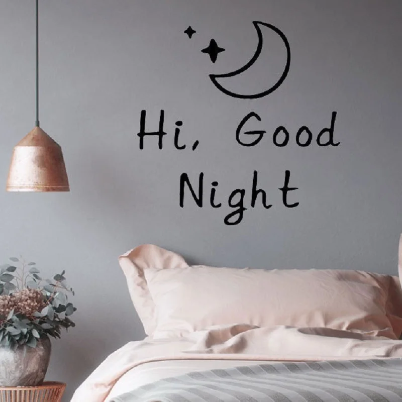 Настенная Наклейка Hi Good Night Mood на английском языке украшение в скандинавском