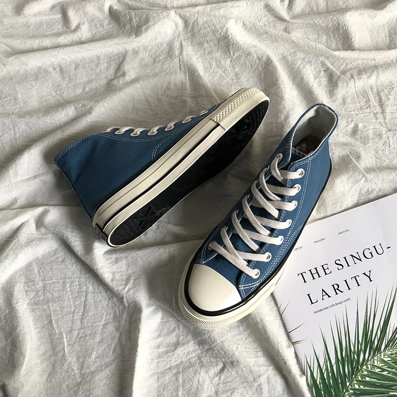 

Summer Fashion High Top Cancas Men Shoes Blue Breathable Casual Olive Green Women Shoes Youth Anti-slip Easy Matching Couples