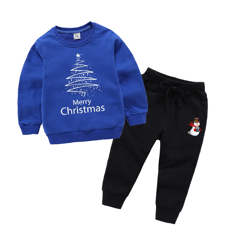 Рождественская Одежда для мальчиков и девочек Рождественский комплект Длинные