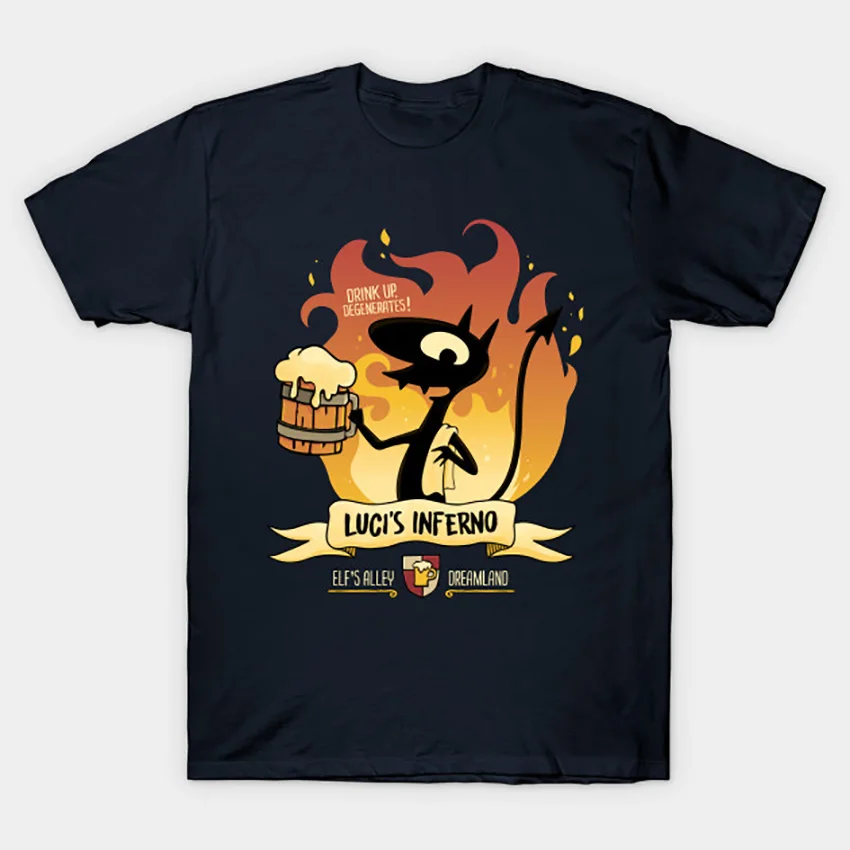 Luci's Inferno футболка Disenchantment футболка напиток elfo бар luci дьявол алкоголь демон пиво disenchantment - Цвет: Тёмно-синий