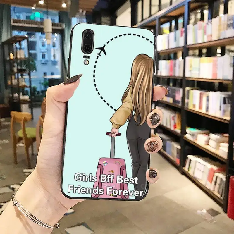 

Phone Case For Huawei honor Mate P 10 20 30 40 Pro 10i 9 10 20 8 x Lite 7A 7C world map airplane friend couple travel air ticket