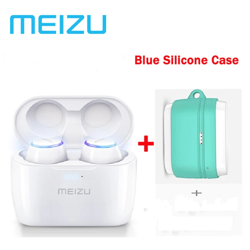 Add blue case Оригинальные Meizu POP TW50 двойные беспроводные наушники, мини TWS гарнитура, спортивные наушники-вкладыши, водонепроницаемая гарнитура - Цвет: Add blue case