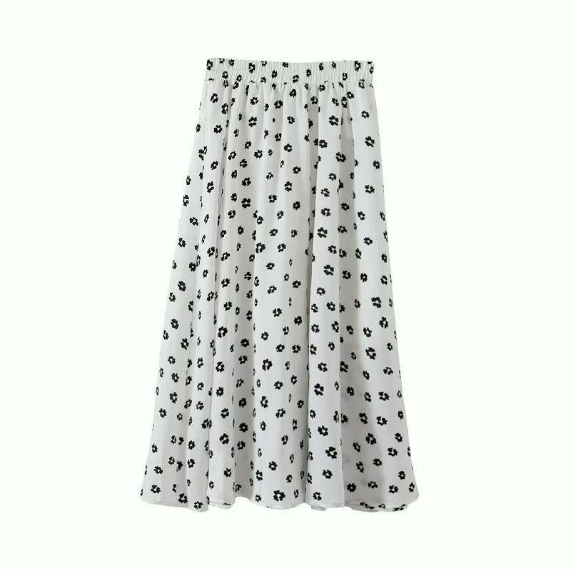 

Floral Print Chiffon Skirt Women's Summer 2021 High-waisted French Retro A-line Mid-Calf Skirt