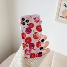 Retro Cherry oil painting Art Japanese Phone Case for apple iPhone 11 12 Pro Max Xr Xs Max 7 8 Plus x 7Plus case Cute Soft Cover