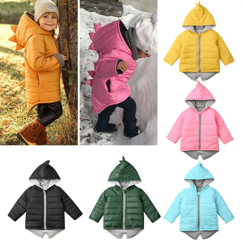 Toddler Kids Baby Girl Boy 1T-7T Hoodies Outwear Coat 3D Dinosaur Winter Warm Jacket | Детская одежда и обувь