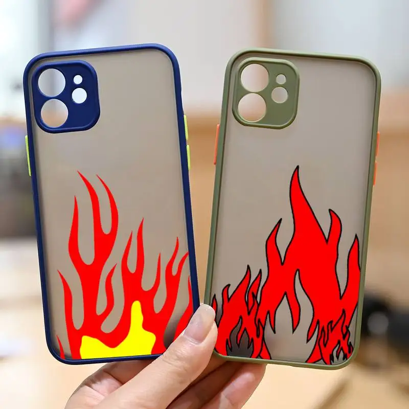 

Cool Green Red Flame Fire pattern Phone Case matte transparent For iphone 7 8 11 12 13 plus mini x xs xr pro max cover