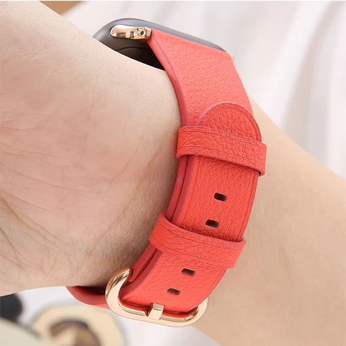 Red Ремешок для Apple watch ремешок 44 мм 40 мм кожаный браслет сюрприз ремень для correa Apple iwatch 42 мм 38 мм серия 4 3 2 1 Аксессуары - Цвет ремешка: Red