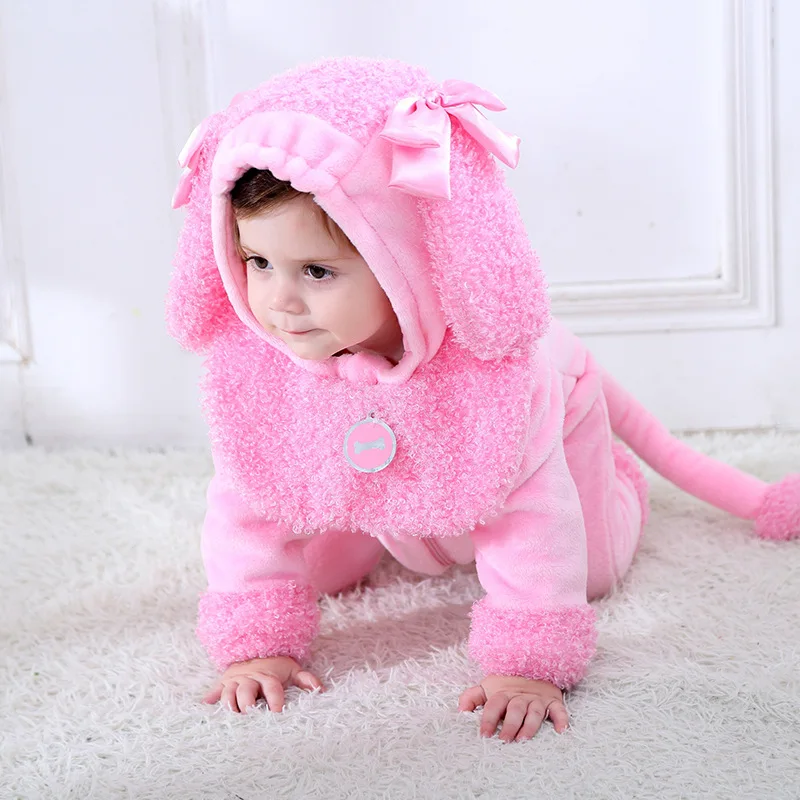 Одежда для маленьких девочек зимние комбинезоны с розовой собакой комбинезон 2019