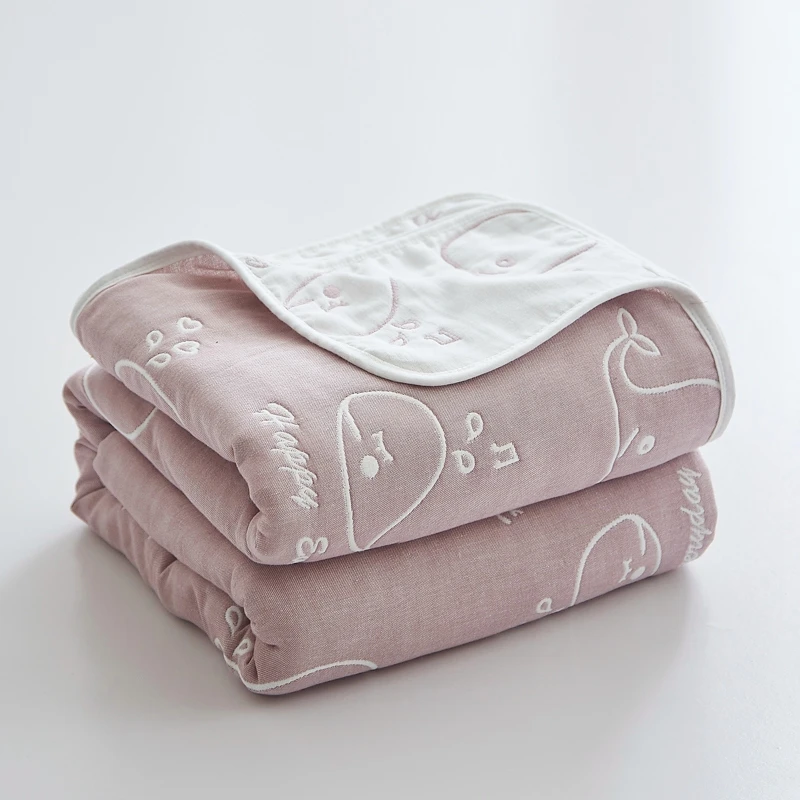 

Six-Layers Gauze Blanket 100%Cotton Yarn Dyed Cartoon Blandets Throw Whale Bed Linen Bedclothes For Baby Kids Adult Home Textile