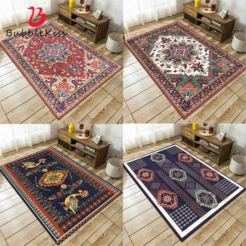 Винтажный утолщенный ковер в богемном стиле с цветочным узором воздушный