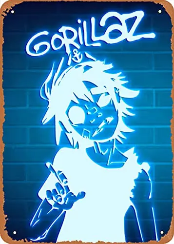 Музыкальный неоновый 3 постер Gorillaz металлическая жестяная вывеска 8x12 дюймов