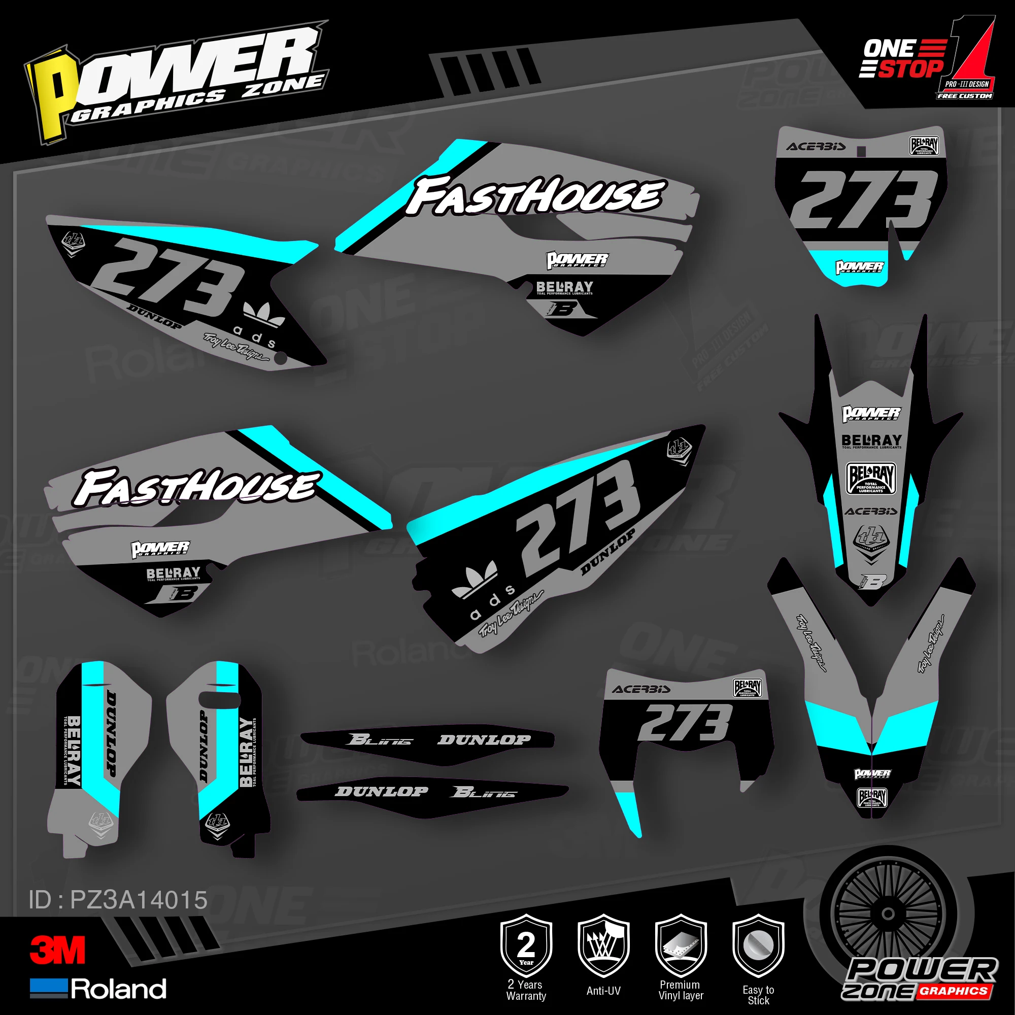 

PowerZone Custom Team Graphics Decals 3M Stickers Kit For Husqvarna Sticker Decal 2014-15 TC FC 2015-16 FE TE 125 to 450cc 15
