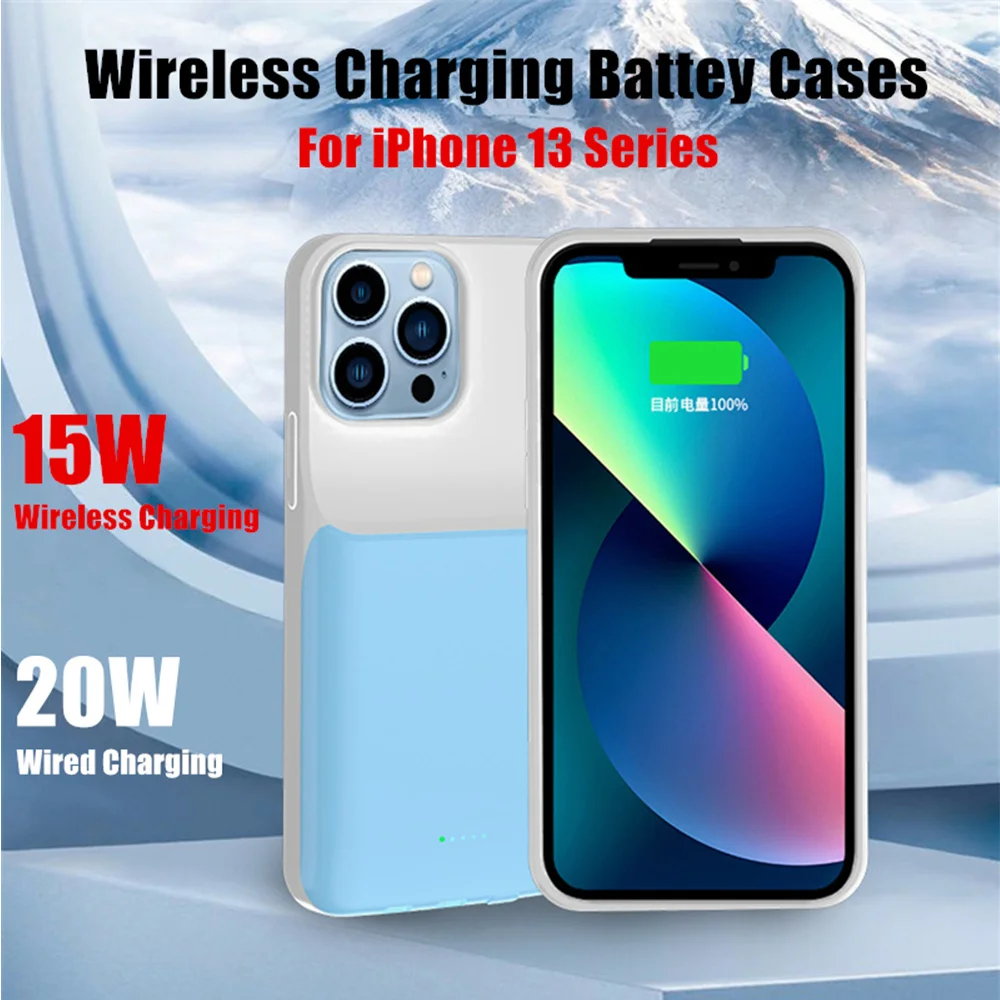 

Backup Powerbank Cover For iPhone 13 Pro Max 13 Mini Wireless Charging Battery Cases External Charger Battery Fast Charging Case
