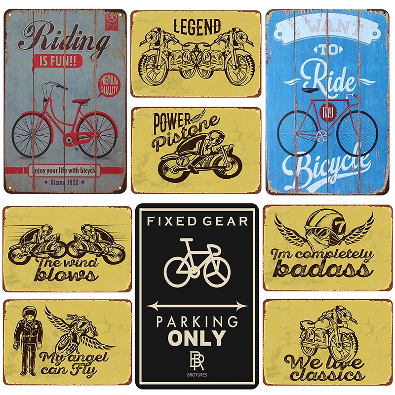 

Bicycle/Motorcycle Plaque Shabby Chic Cool Metal Signs Vintage Pub Club Bar House Decoration Poster Tin Plate Painting